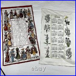 Vintage Linen Calendar Tea Towels 50s 60s 70s 80s Lot Of 27 Farmhouse Scenic