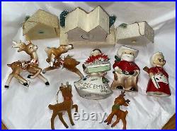 Vintage Rare Christmas Lot Angel Deer Mica Houses Shakers Japan Lefton Figurines