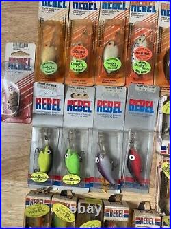 Vintage Rebel Lure Collection Lot Nos Deep Wee Humpback Flag On Cards And In Box