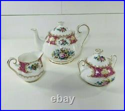 Vintage Royal Albert Lady Carlyle Bone China 5 Pc Teapot Tea Set MINT