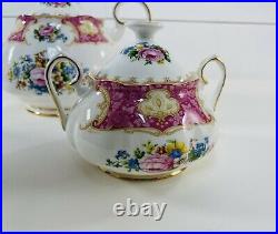 Vintage Royal Albert Lady Carlyle Bone China 5 Pc Teapot Tea Set MINT