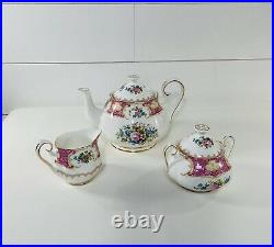 Vintage Royal Albert Lady Carlyle Bone China 5 Pc Teapot Tea Set MINT