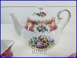 Vintage Royal Albert Lady Carlyle Bone China 5 Pc Teapot Tea Set MINT