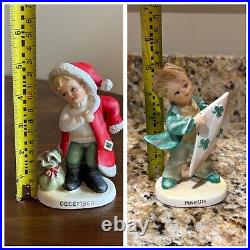Vntg 2300 LEFTON Calendar Boy Lot Figurines Months x9 March December July+ AS IS