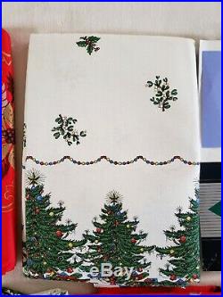 Vtg All Nwt Unused Lot 7 Christmas Tablecloth Parisian Print Sun-glo Leacock +