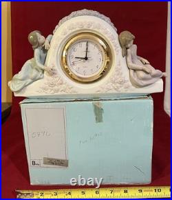 WORKING LLADRO #5776 TWO SISTERS CLOCK QUARTZ-EXCELLENT/MINT withORIGINAL BOX