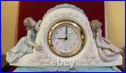 WORKING LLADRO #5776 TWO SISTERS CLOCK QUARTZ-EXCELLENT/MINT withORIGINAL BOX