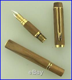 Waterman Olive Wood Briar Fountain Pen Fine Nib Mint Boxed All Papers