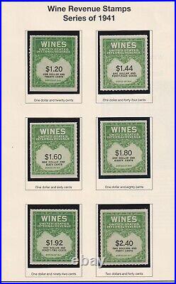 Wine Stamp Revenue collection all VF mint RE108 RE203 cv $ 400+! See pic