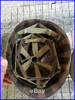 World War Two U. S. Army M-1 Helmet S marked Shell, mint shape, you get it all