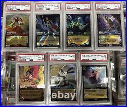 X3 SETS SEQUENTIAL #d DISNEY LORCANA SET OF 7 D23 COLLECTION ALL PSA 10 GEM MINT