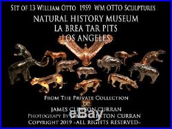 X RARE 1959 Set of All 13 LA BREA TAR PITS MUSEUM WM OTTO BRONZE ANIMALS MINT NR